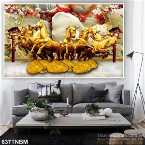 Tranh tượng Bát Mã bằng vàng trang trí