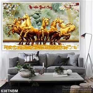 Tranh tượng Bát Mã kim tiền nghệ thuật treo tường