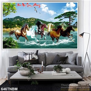 Bát Mã truy phong psd trang trí tường đẹp