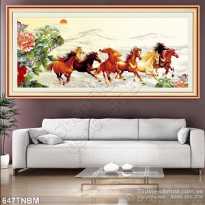 Tranh thư pháp psd Bát Mã quần phi