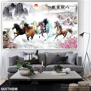 Tranh Bát Mã pds thư pháp