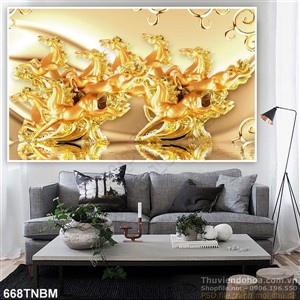 Tranh tượng Bát Mã truy phong treo tường bằng vàng