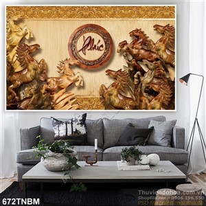 Tranh gạch Bát Mã bằng gỗ trang trí tường