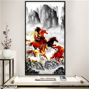Tranh dán tường ngựa phi nước đại