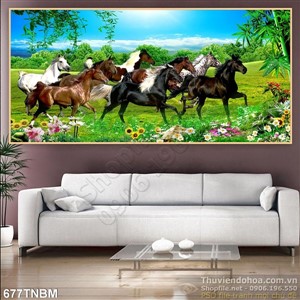 Tranh ngựa dán tường mang tài lộc