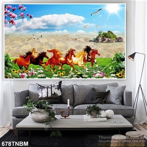 Mẫu tranh ngựa mã đáo thành công đón xuân