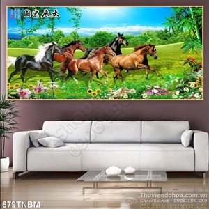 Tranh trang trí tường Bát Mã quần phi độc đáo