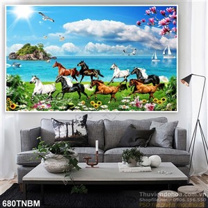 Tranh Bát Mã trên biển treo tường đẹp