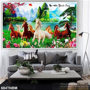 Tranh treo tết Bát Mã quần phi