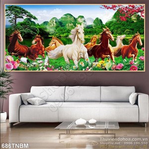 Tranh dán tường 3D ngựa đẹp ấn tượng