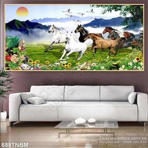 Tranh phòng khách ngựa 3D trang trí