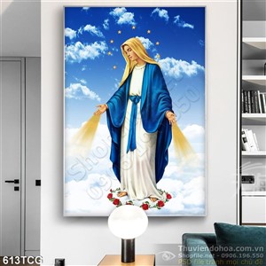 Tranh công giáo Mẹ Maria trên bầu trời