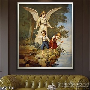 Tranh công giáo thiên thân chơi đùa cùng trẻ em