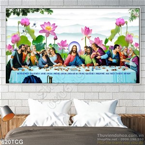 Tranh bữa tiệc ly in wall decor và hoa sen