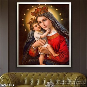 Tranh công giáo Chúa hài nhi và Mẹ Maria