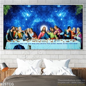 Tranh wall in uv bữa tiệc ly và bầu trời đêm