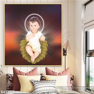 Tranh tượng Chúa hài nhi in gạch đẹp