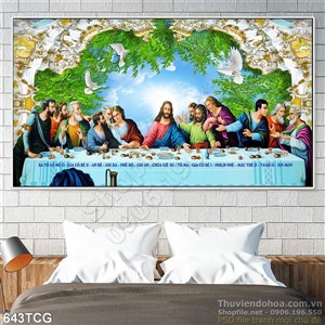 Tranh wall in uv bữa tiệc ly và bầu trời