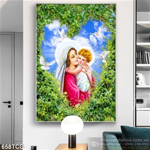 Tranh công giáo tình yêu của Mẹ Maria in gạch