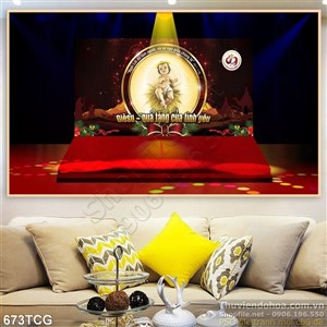 Tranh công giáo in uv Mẹ Maria phong thủy