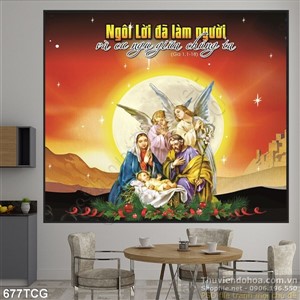 Tranh công giáo Maria in uv đẹp