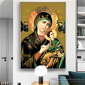 Tranh công giáo Mẹ Maria in uv đẹp