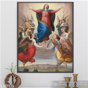 Tranh Mẹ Maria và các thiên thần