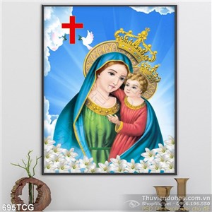 Tranh công giáo nữ vương Maria đẹp