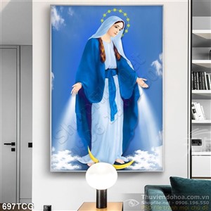 Tranh Mẹ Maria in gạch file psd