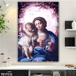Tranh Mẹ Maria và Chúa hài nhi wall 3d