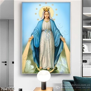 Tranh Đức Mẹ Maria khổ dọc in uv psd