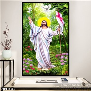 Tranh Chúa Jesus và khu rừng in gạch