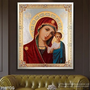 Tranh cổ nữ vương Maria in uv wall