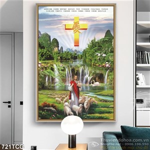 Tranh decor wall Chúa Giê su chăn đàn chiêng