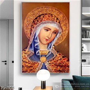Tranh nữ vương Maria in gạch wall