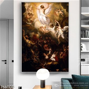 Tranh Chúa Jesus bay lên trời đẹp in gạch