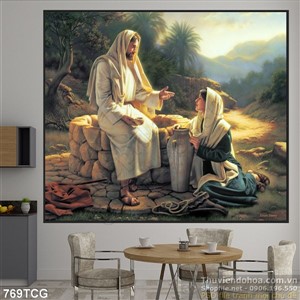 Tranh công giáo Chúa Jesus kể chuyện cho thần dân