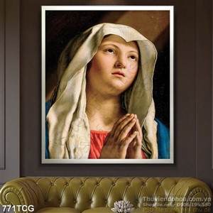 Tranh Mẹ Maria giấy dán tường