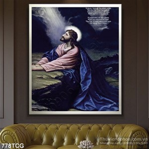 Tranh Chúa Jesus in uv wall cầu nguyền