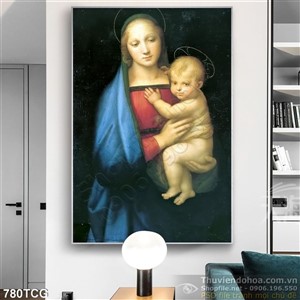 Tranh công giáo Mẹ Maria vả Chúa hài nhi bé nhỏ