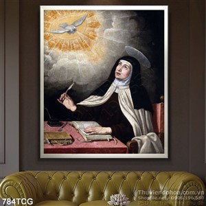 Tranh Mẹ Maria và thiên thần báo mộng  in gạch