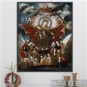 Tranh canvas Mẹ Maria và thiên thần