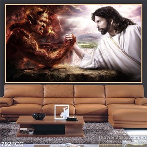 Tranh canvas Chúa Jesus và quỷ dữ