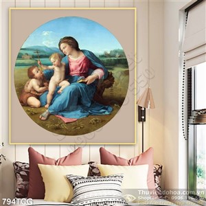 Tranh canvas Chúa hài nhi chơi đùa psd