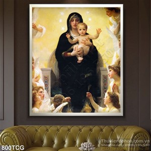 Tranh canvas nữ vương Maria và Chúa hài nhi