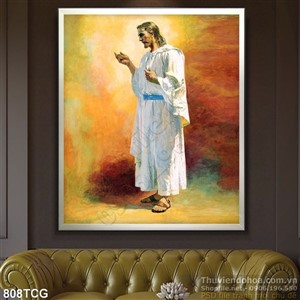 Tranh Chúa Jesus in gạch uv psd