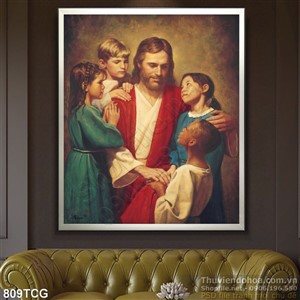 Tranh công giáo Chúa Gie su và nhứng đứa nhỏ