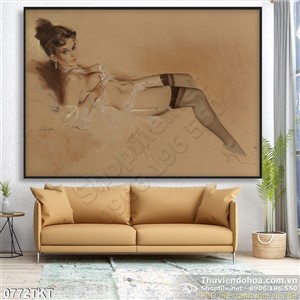 Tranh khỏa thân nghệ thuật sơn dầu trang trí