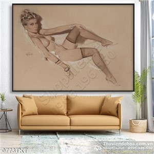 Tranh khỏa thân nghệ thuật sơn dầu treo tường