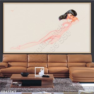 Tranh khỏa thân nghệ thuật màu nước trang trí tường